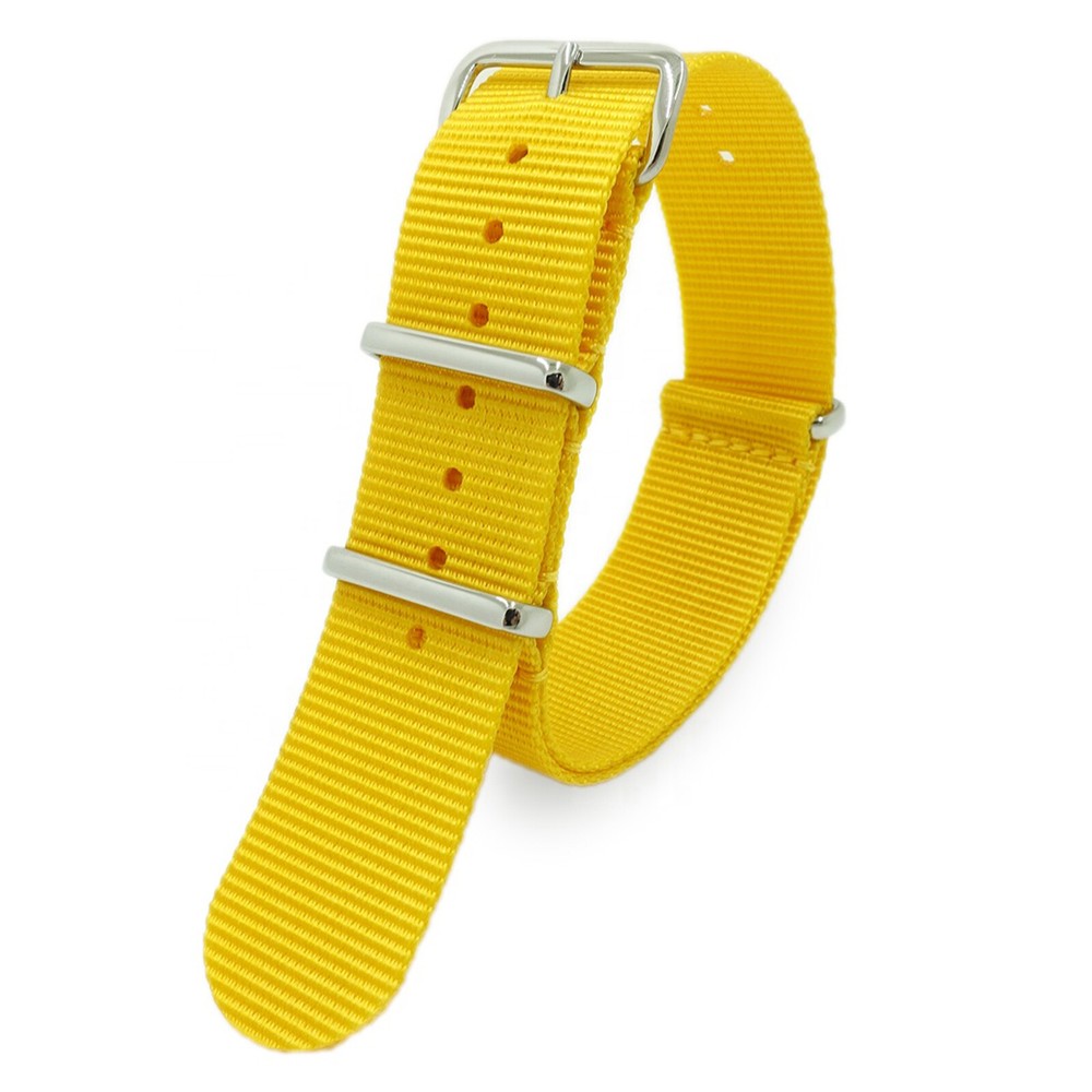 20mm Width Yellow Stainless Steel Pin Buckle Fabric Canvas Wrist Watch Band