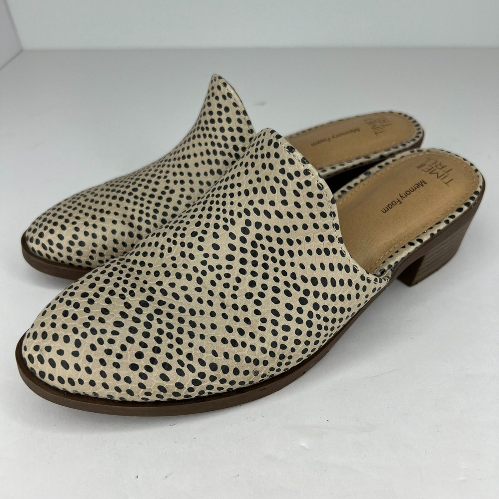 Time And Tru Womens Brown Memory Foam Slip-On Mules Size 6.5  