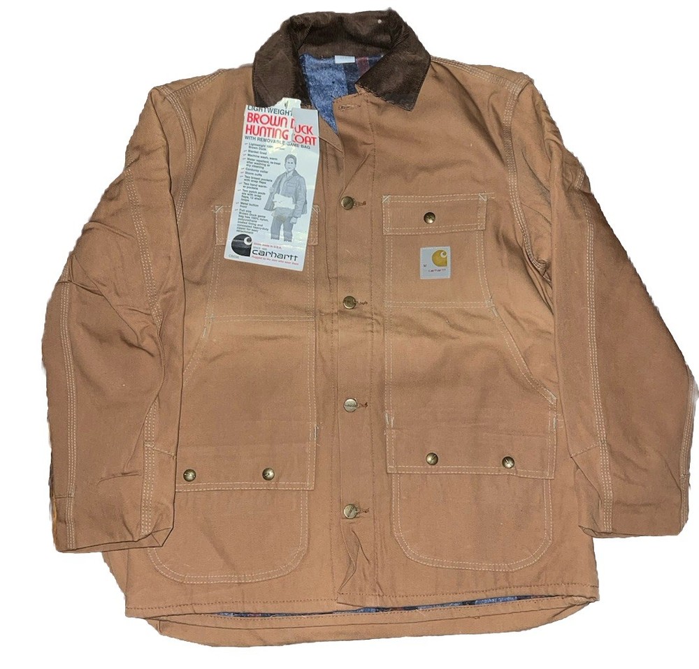Vintage 80s Carhartt Jacket Mens Medium Blanket Lined Chore Barn CB036 Game Pouc