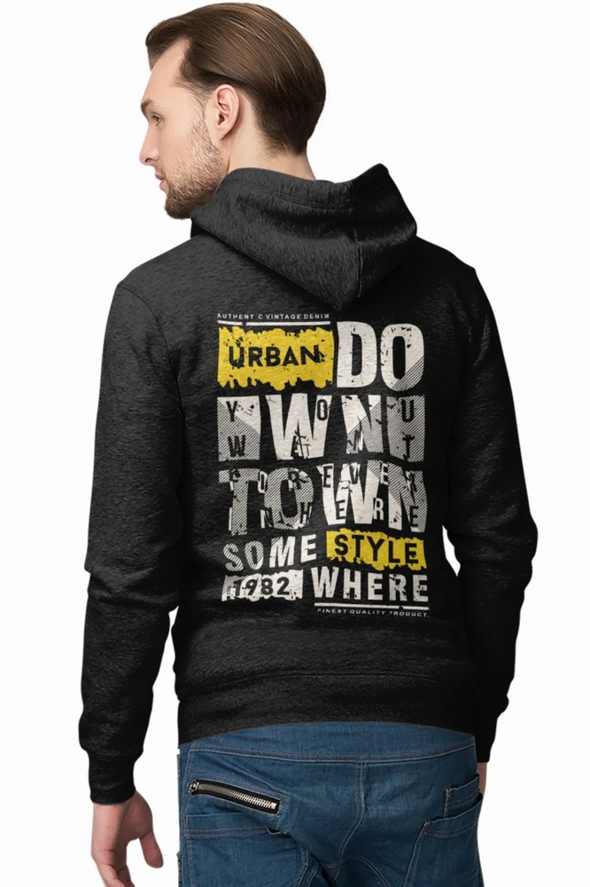 Men's Black graphic back print zip hoodie for men Casual and Stylish Wear