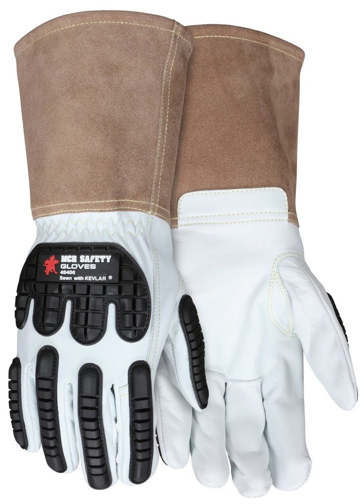 MCR Safety Mig/Tig Welder Leather Gloves X-Large Size Brown/White Color New!