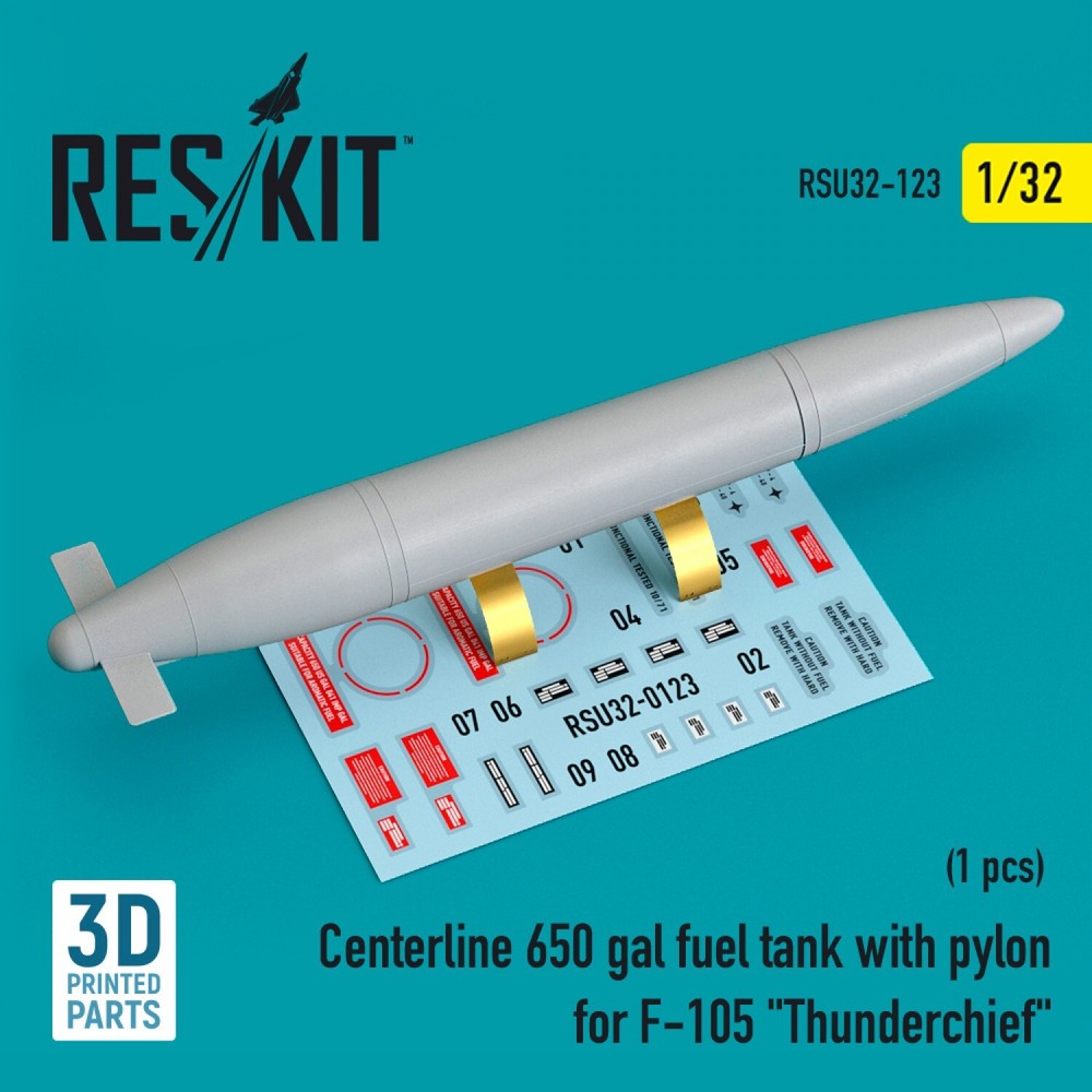 Centerline 650 gal fuel tank with pylons for F-105 Thunderchief 1:32 RSU32-0123