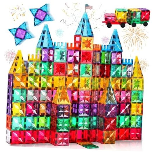 Magnetic Tiles,100PCS Star Magnetic Building Blocks Toy for Ages 3 4 5 6 7 8