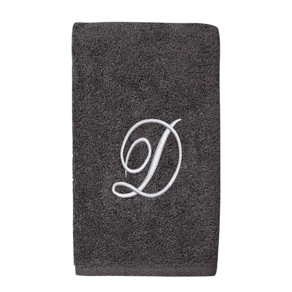 Avanti Linens Granite/Silver Script Monogram Hand Towel Letter D - Hand Towel