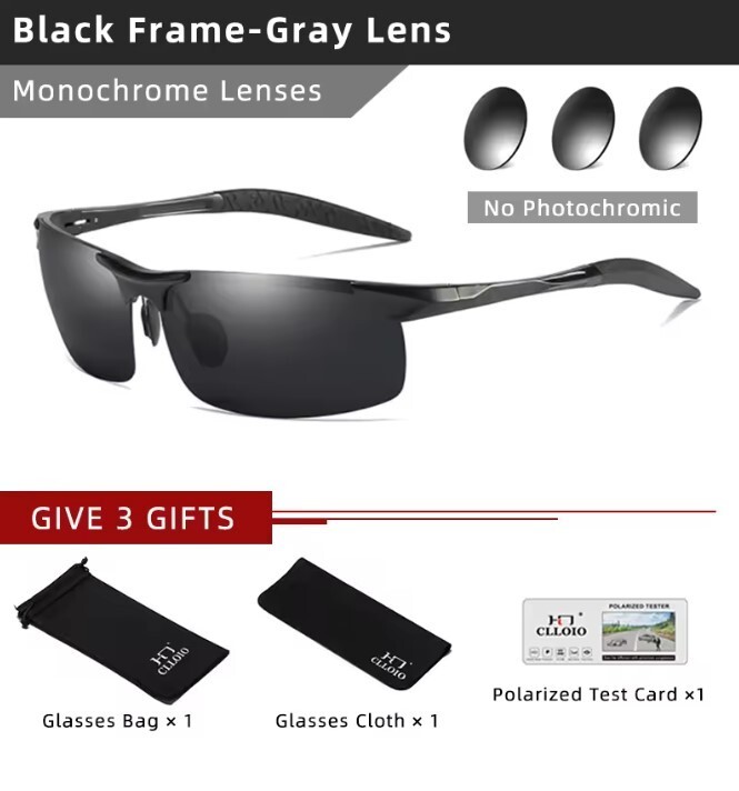 CLLOIO New Aluminum Polarized Photochromic Sunglasses Men Polarized Day Night Dr