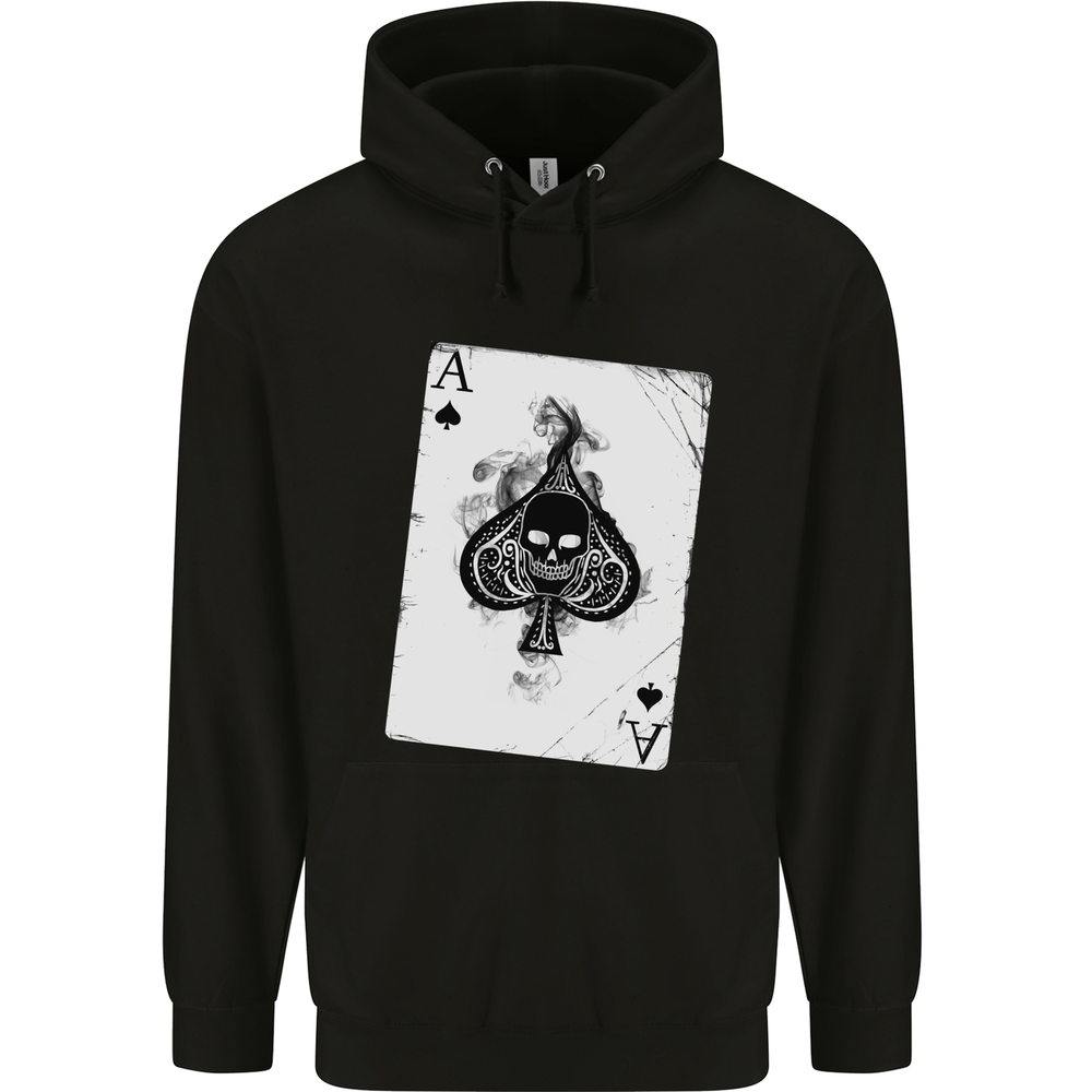 Smoking Ace of Spades Skull Biker Heavy Metal Mens Cotton Hoodie