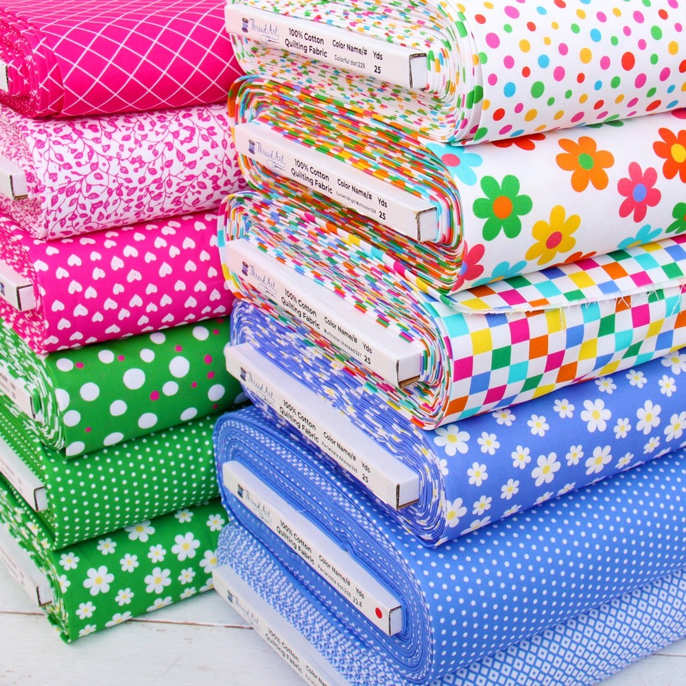 Premium Cotton Quilting Fabric Confetti Brights 40 Patterns - Sold By The Yard