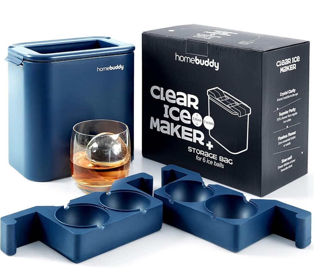 Clear Ice Ball Maker Mold Whiskey Ice Ball Maker Large 2.4 Inch Crystal 2 Hole