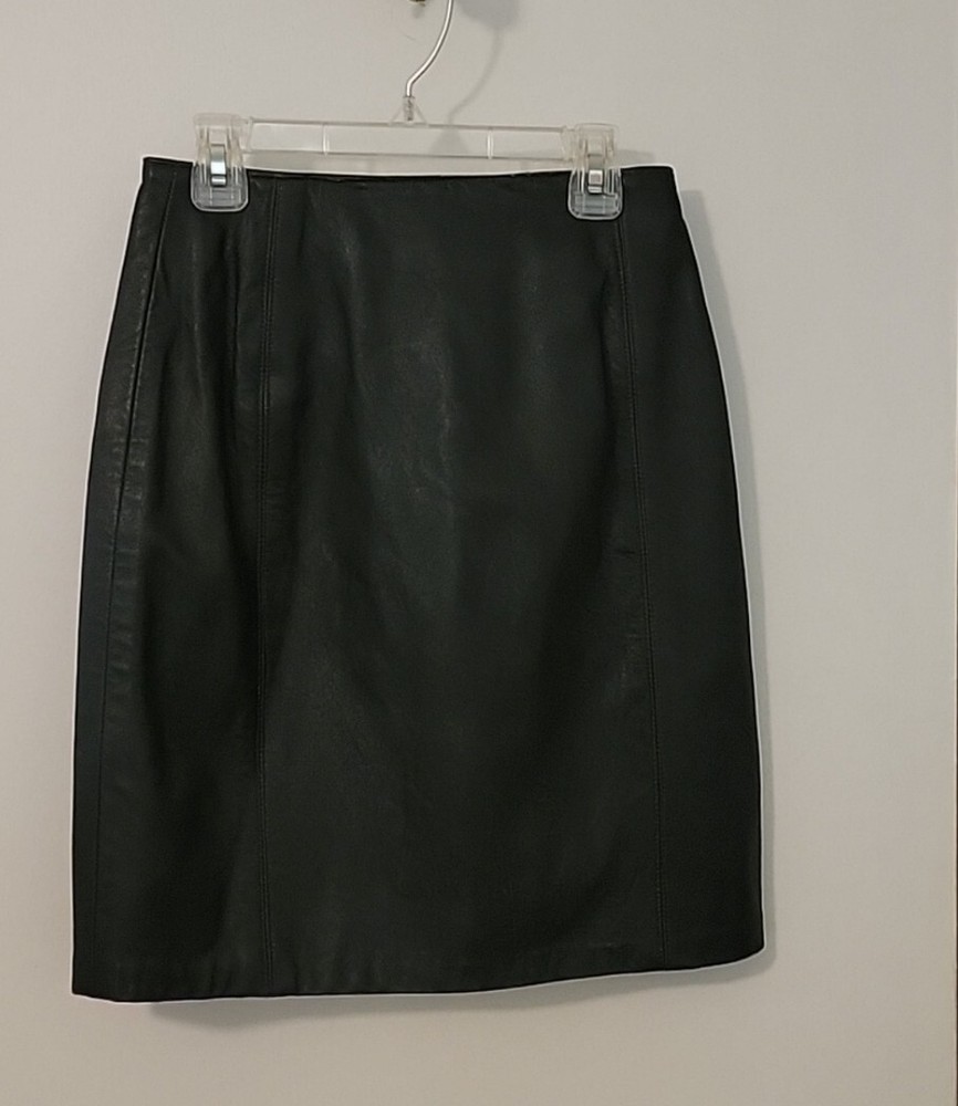 La Nauvelle Renaissance Size 0 Black High Waisted 100% Leather Pencil Skirt BM