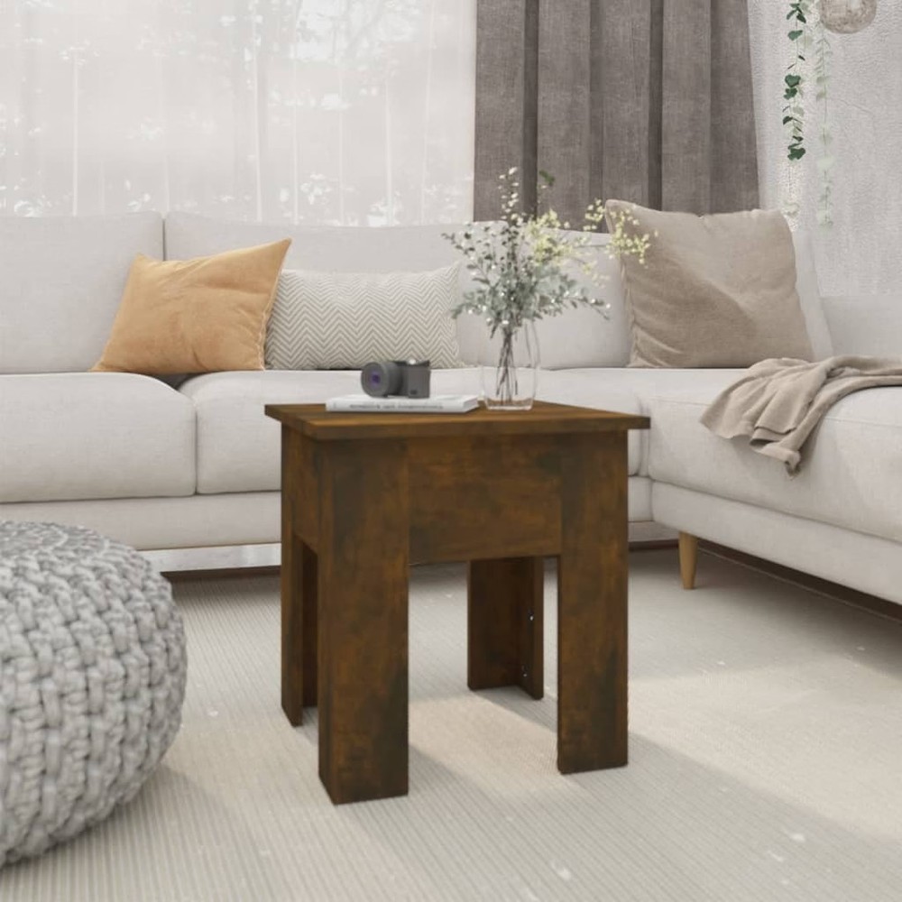 Coffee Table Smoked Oak Engineered Wood 15.7 x 15.7 x 16.5 in