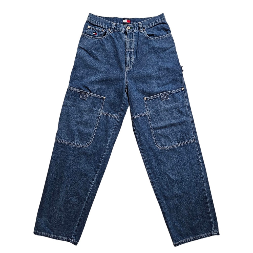 90s Tommy Hilfiger Double Knee Cargo Carpenter Jeans 28x28 Y2K Vintage