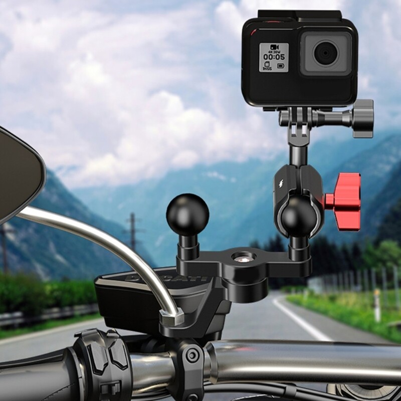 Motorcycle Handlebar Bracket 1in Balls Base Mount Holder Reaview Mounting Stand