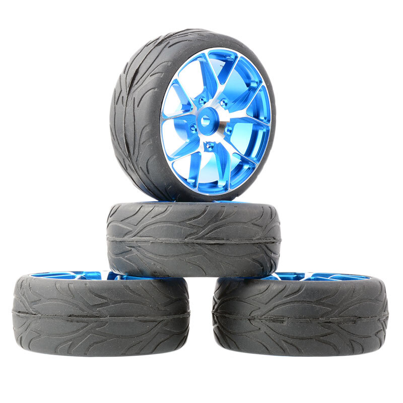 1/10 Scale Onroad Touring RC Car Alloy Wheels Rims Tires for Tamiya HPI Kyosho Traxxas