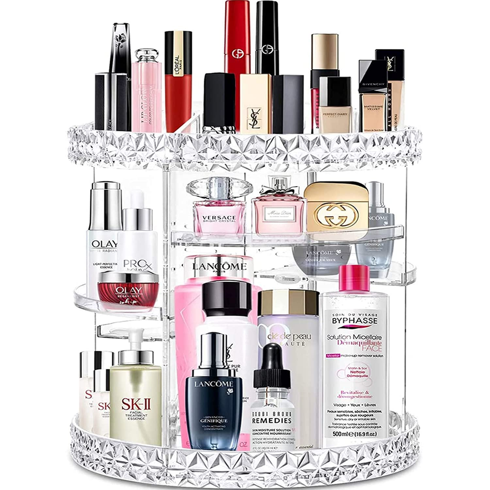 360 Rotating Makeup Organizer Perfume Organizer with 8 Adjustable Layer Clear Co