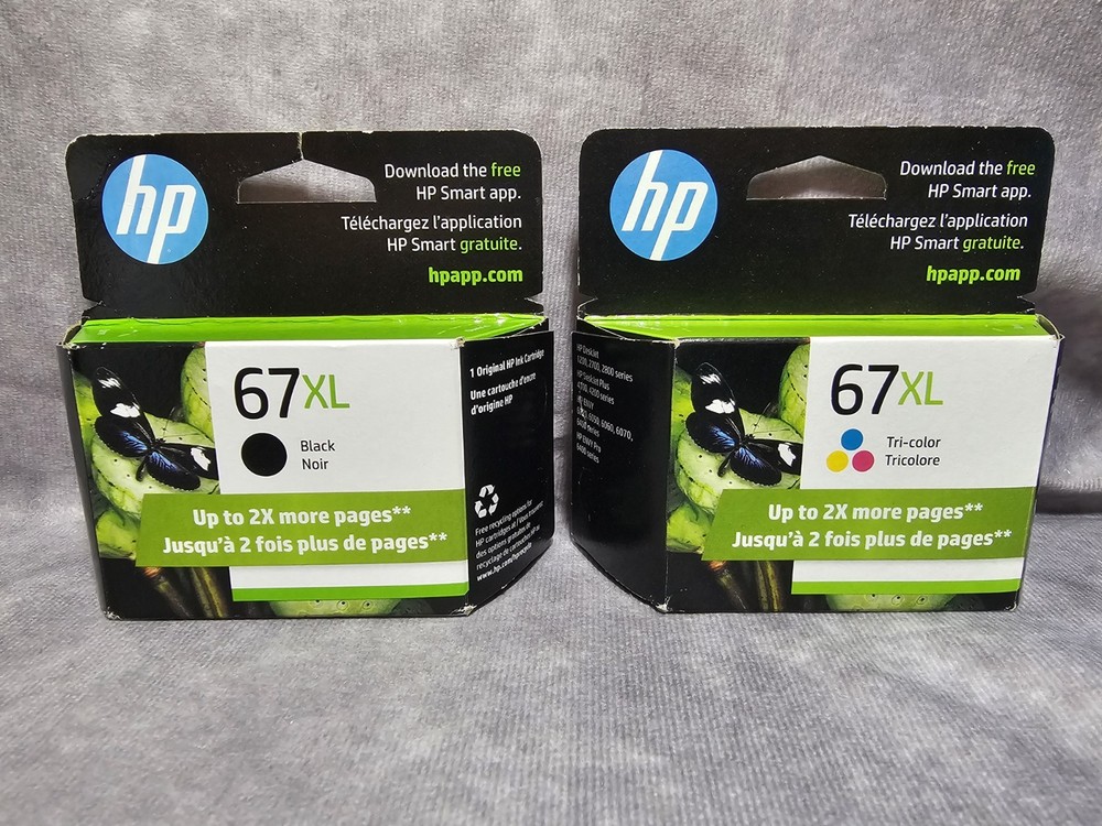 Genuine HP 67XL Black & 67XL Tri Color Ink Cartridges OEM New NIB Exp 01/2026+