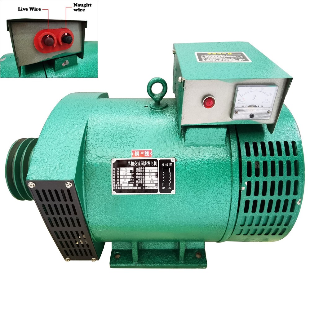 220V Single-phase Pure Copper Diesel Driven Generator With Carbon Brush 15KW