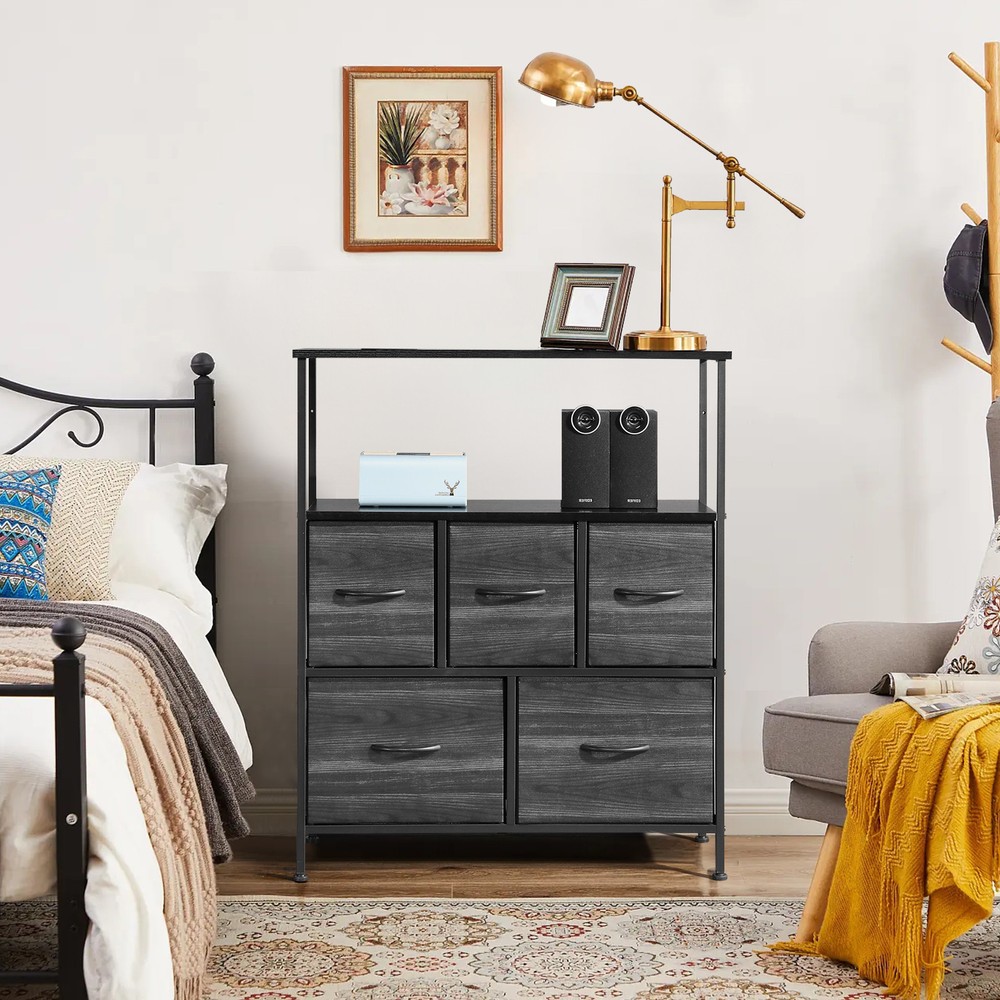 5-Drawer Fabric Storage Tower for Bedroom Closet Hallway Entryway