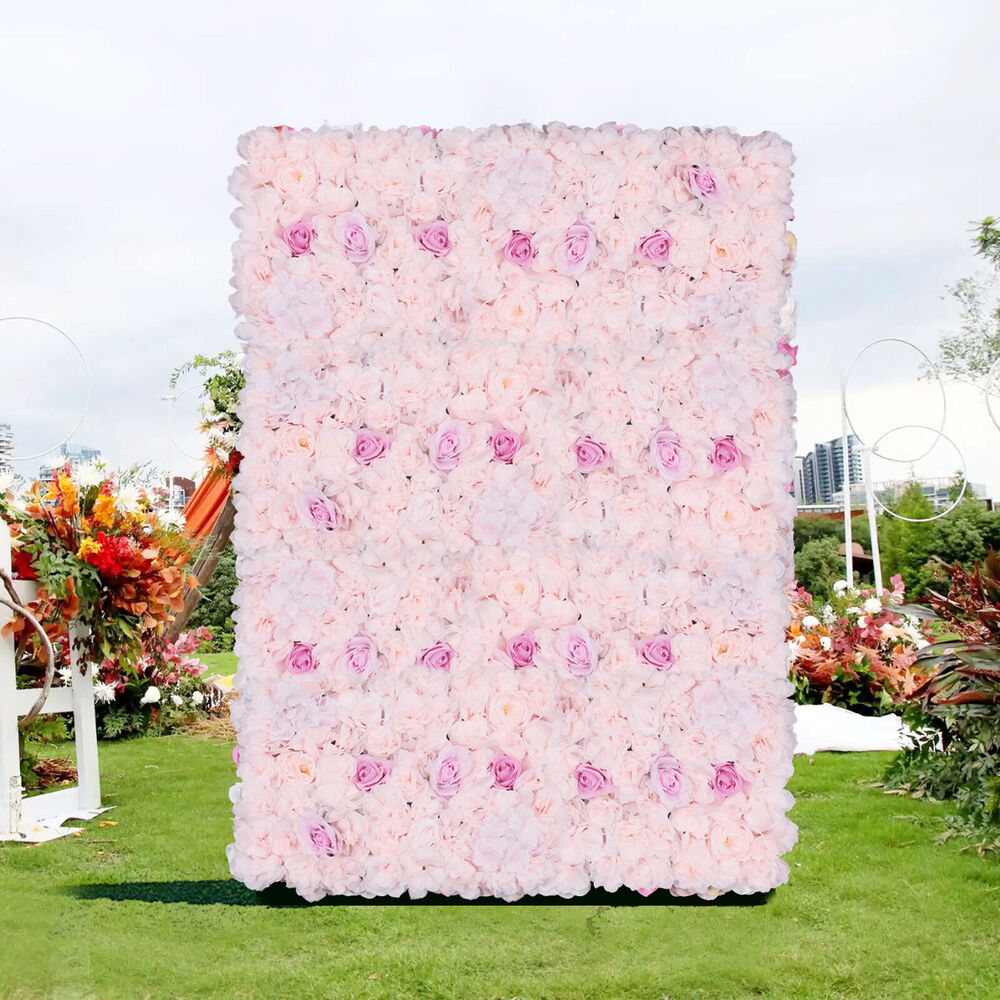 4pcs Artificial Rose Flower Wall Panel Party Wedding Background Decoration