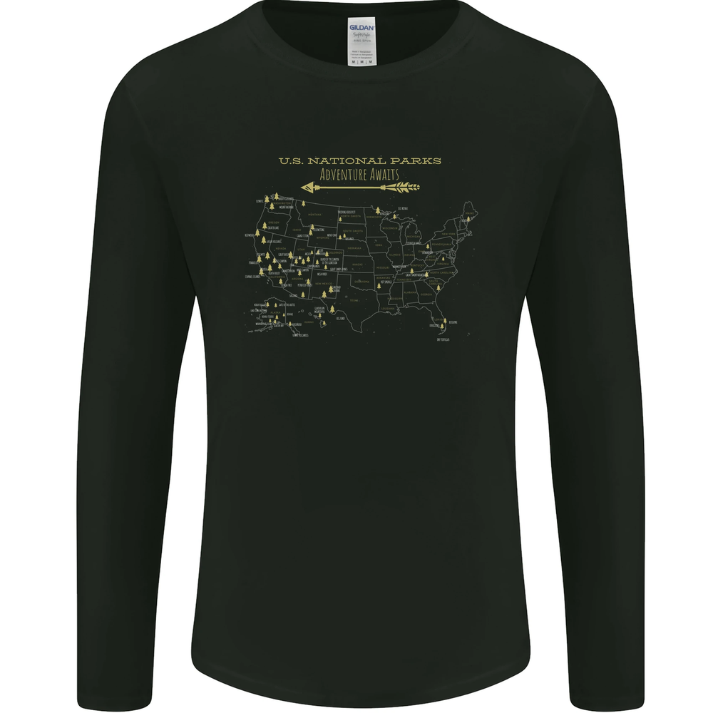 US National Parks Hiking Trekking Walking Mens Long Sleeve T-Shirt