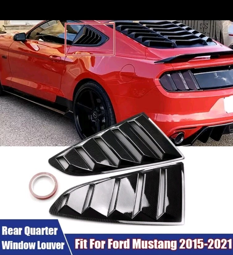 Carbon Fiber Quarter Panel Rear Side Window Louver For Ford Mustang 2015-2017