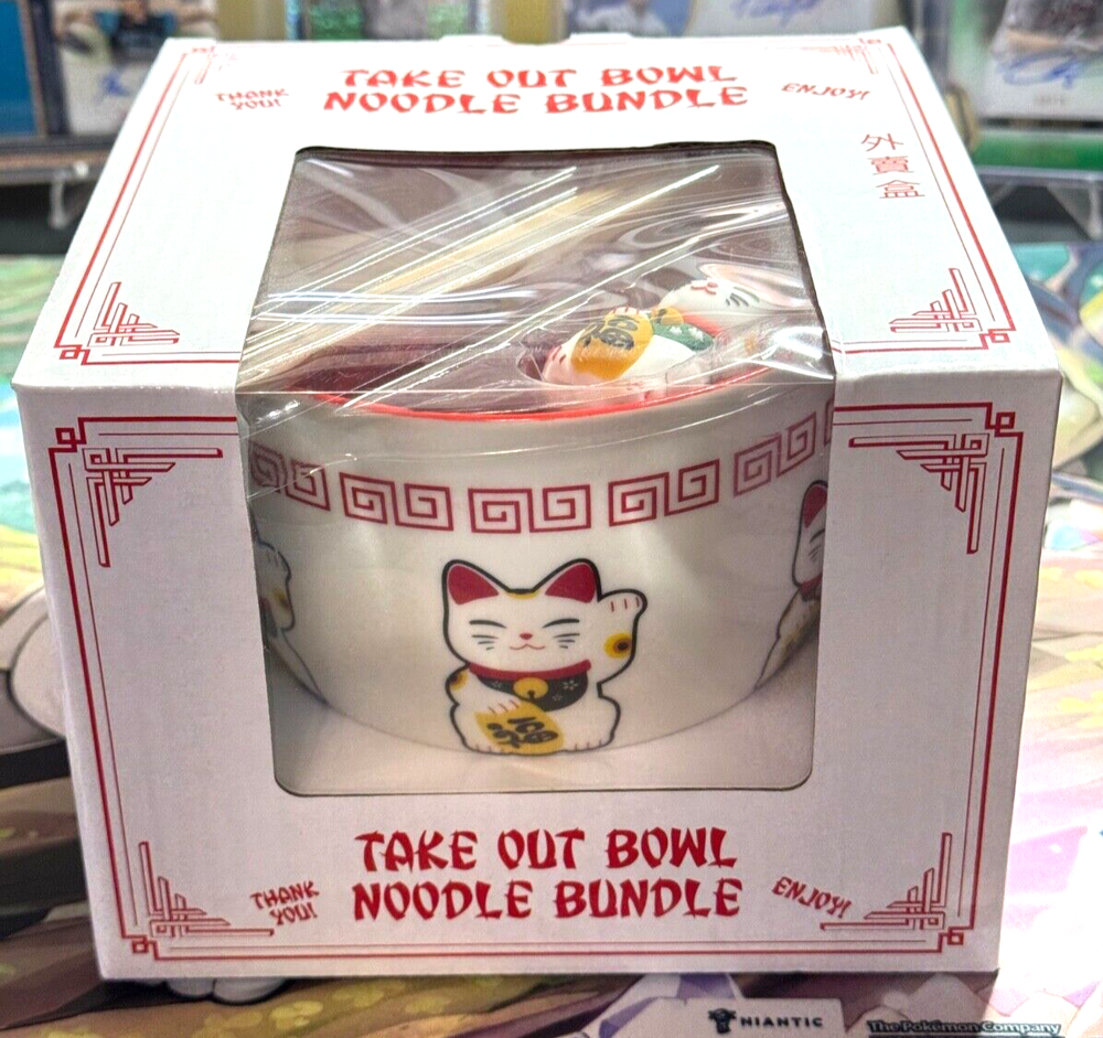 Ceramic Noodle Bowl Set with Spoon, Chopsticks & Holder for Takeout