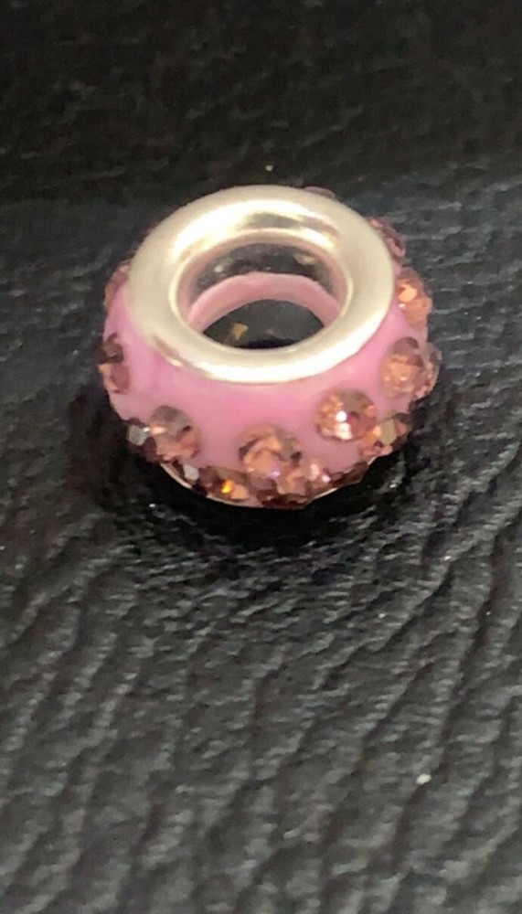 Mothers Day Pink Crystal Pandora Style Alloy Spacer Bead Charm