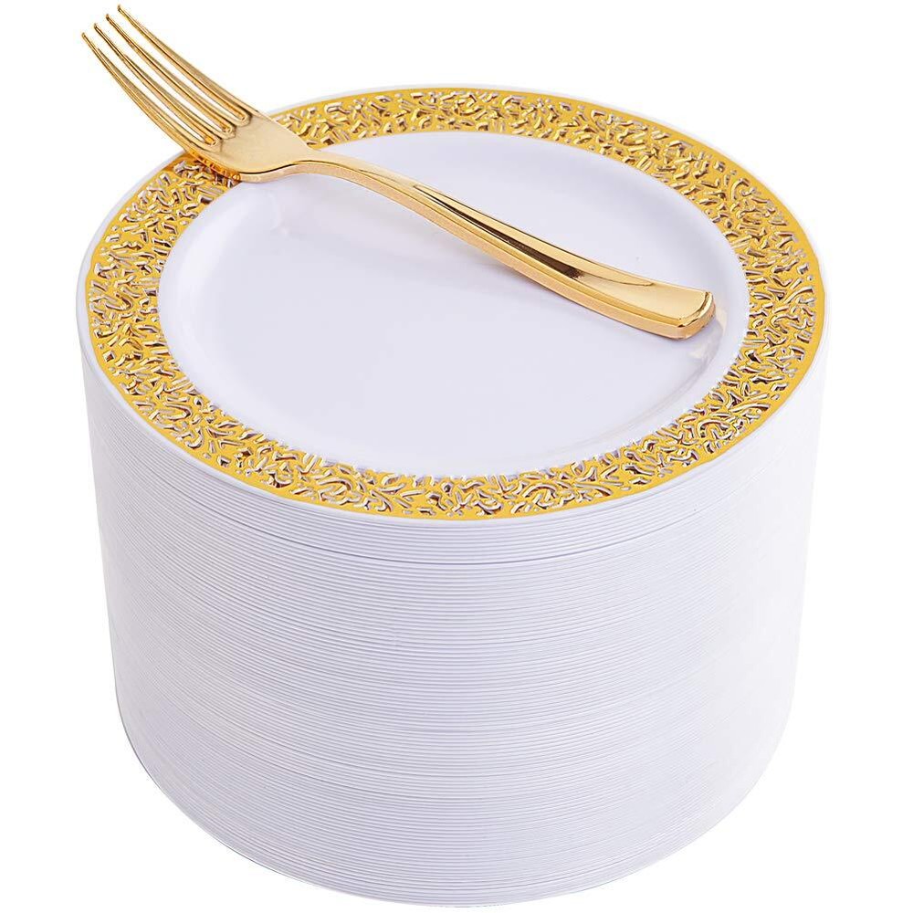 100pcs Gold Dessert Plates 7.5