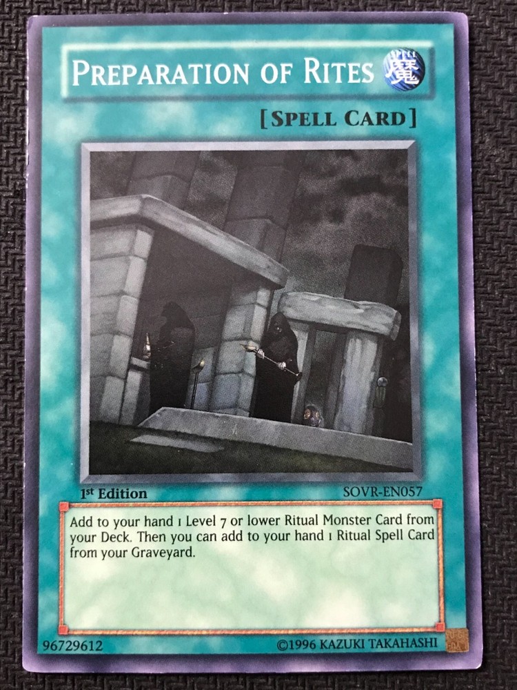 Yugioh SOVR-EN057 Preparation Of Rites Super Rare 1st Edition LP