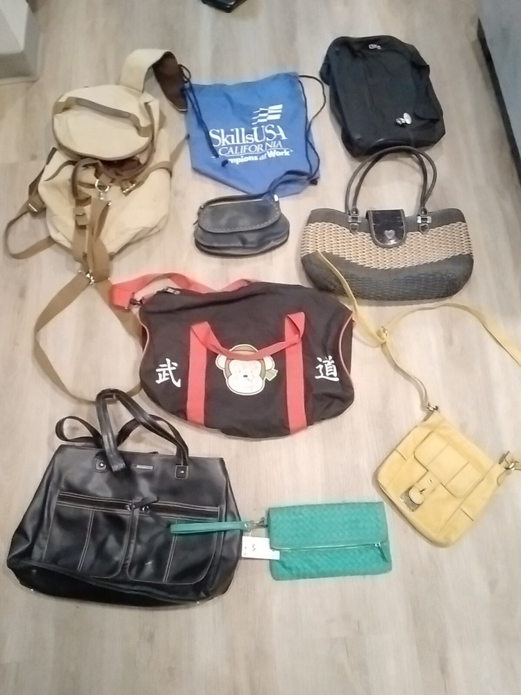 Lot Of 9 Assorted Bags Resellers Bundle Purse Backpack Gym Bag Nine West Eshow