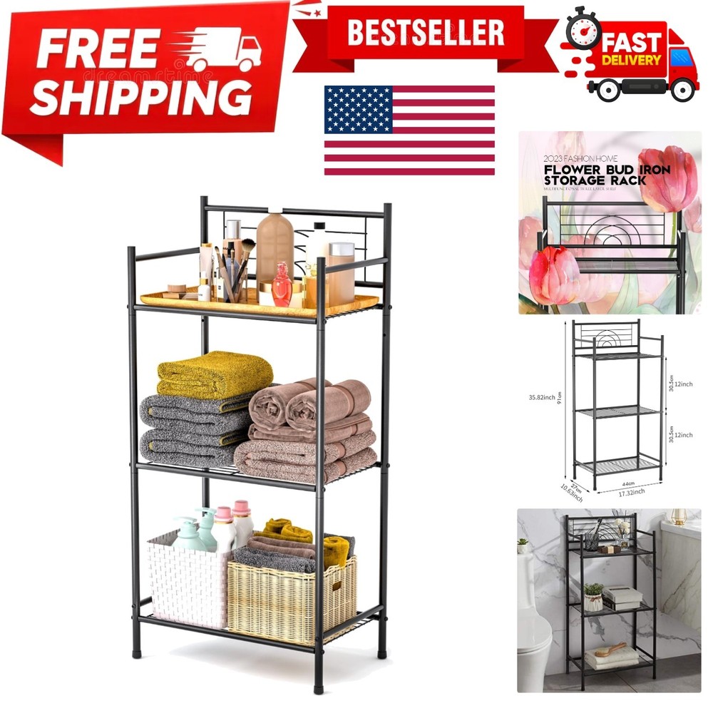 LEEDA 3-Tier Freestanding Multipurpose Storage Shelves Heavy Duty Metal Shelv...