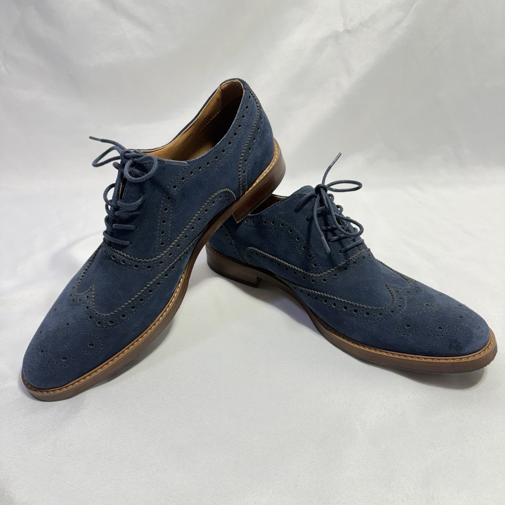 NEW Aldo Omeril-6 Ferro Navy Blue Suede Oxford Dress Shoes for Men Size 10.5 Lace-Up