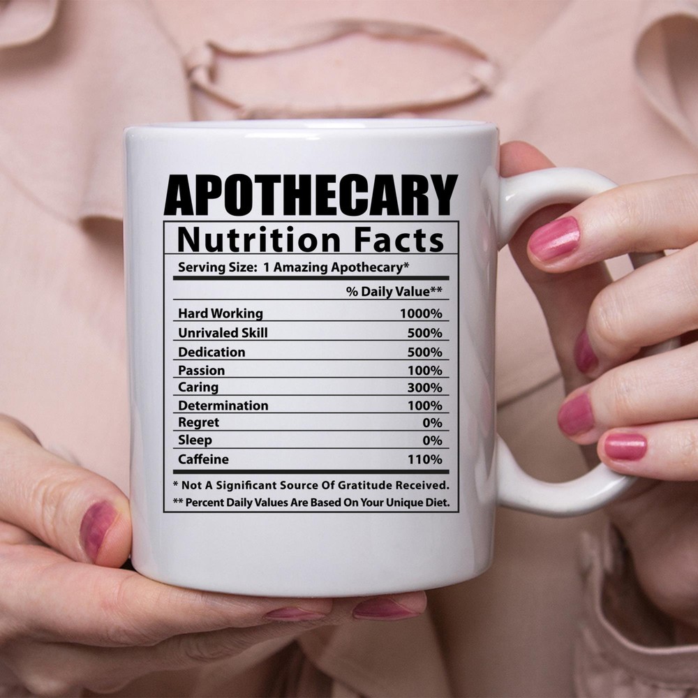 Funny Apothecary Nutritional Facts White Coffee Mug