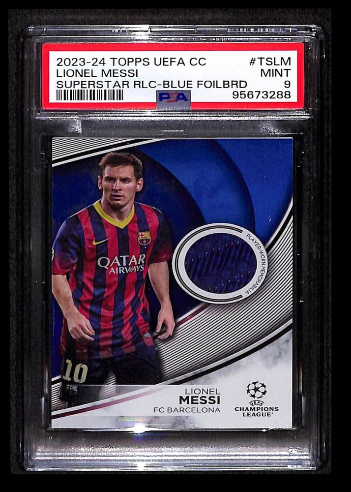 2023-24 Topps UEFA Superstar Relics Lionel Messi Blue Foilboard /99 MEM