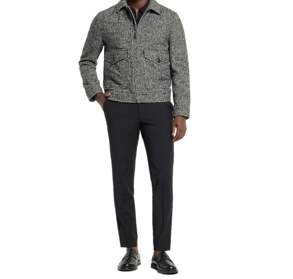 Express Textured Houndstooth Wool-blend Trucker Jacket Size XL