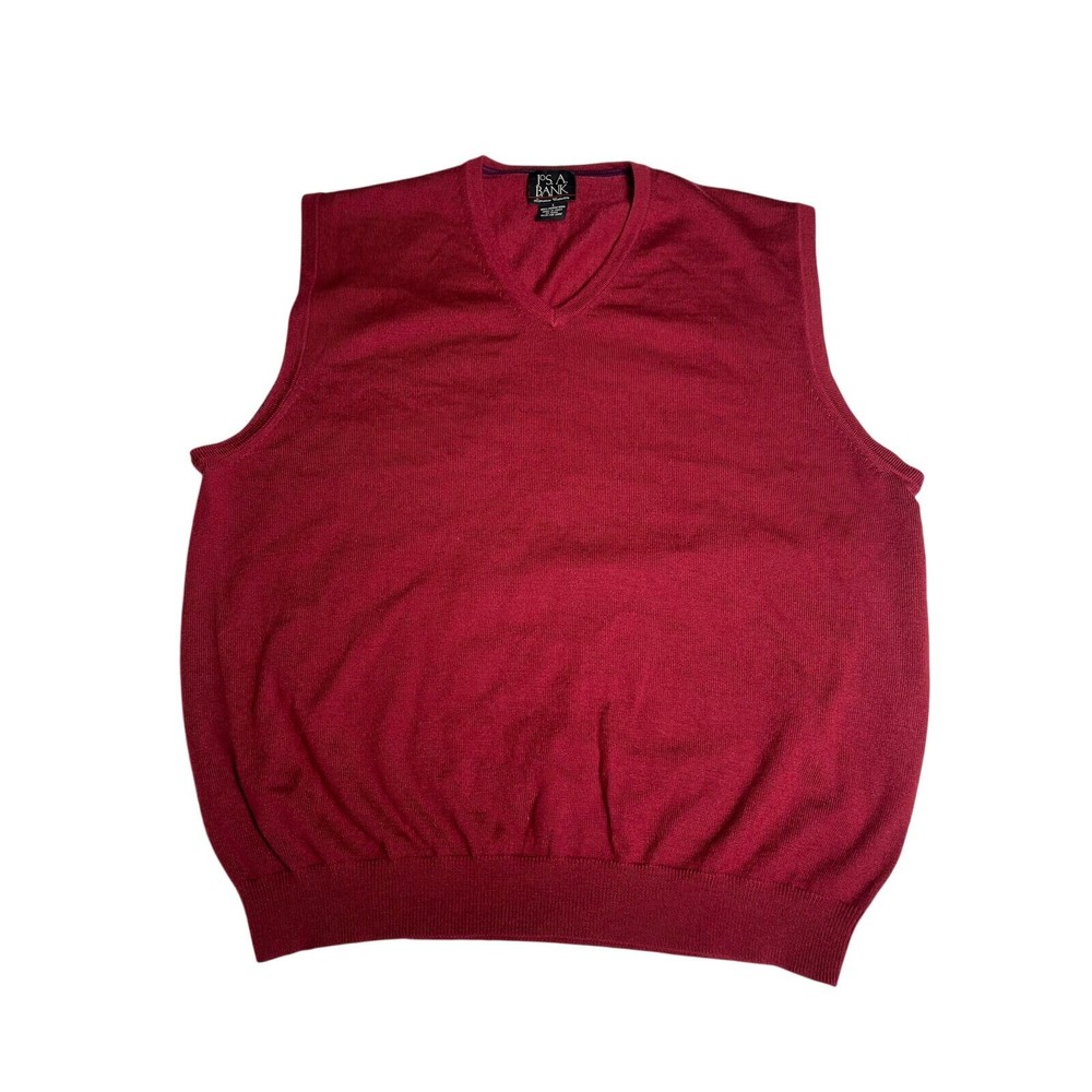 Jos. A. Bank Sz L Mens Merino Wool V Neck Sweater Vest Holidays Old Money Career