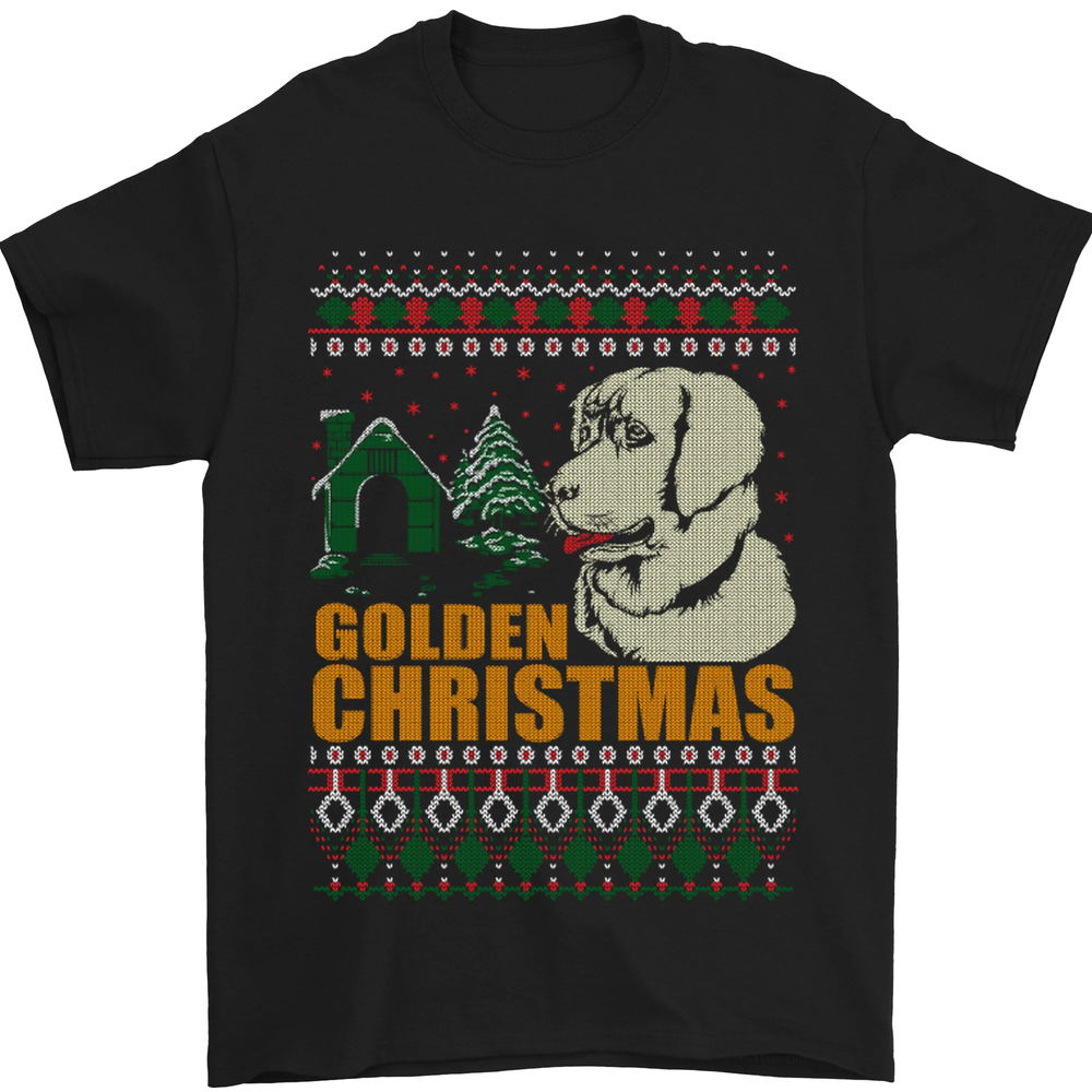 Golden Retriever Christmas Funny Dog Mens T-Shirt 100% Cotton