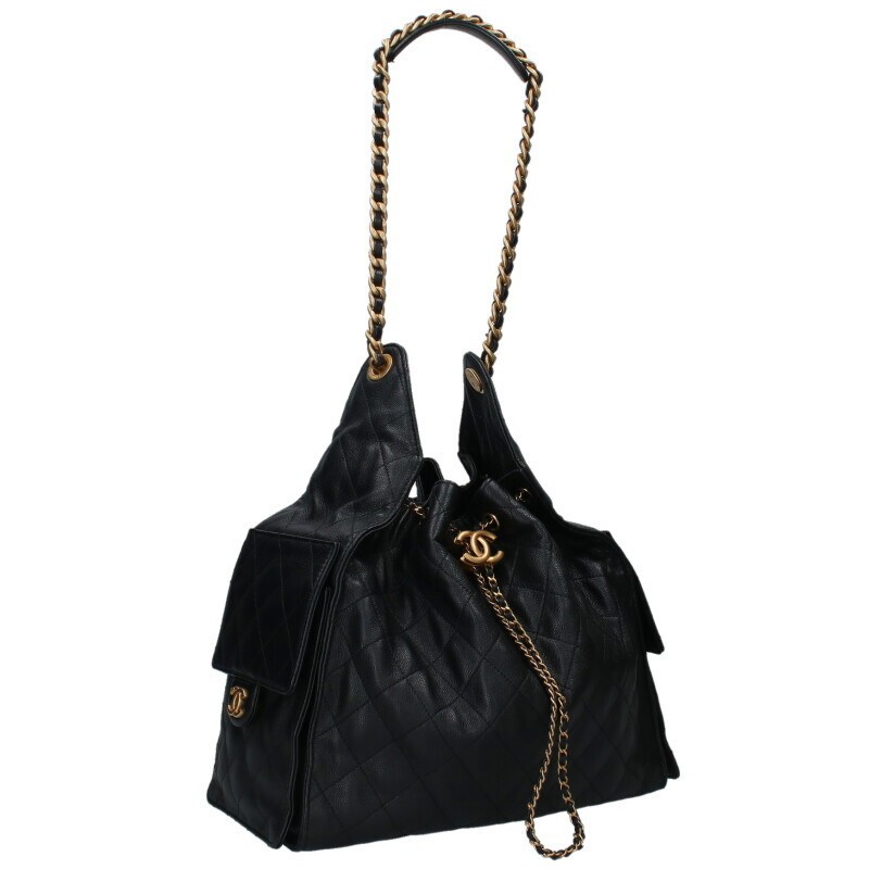 Chanel 25 Medium Coco Mark Large Shoulder Bag Black 929929