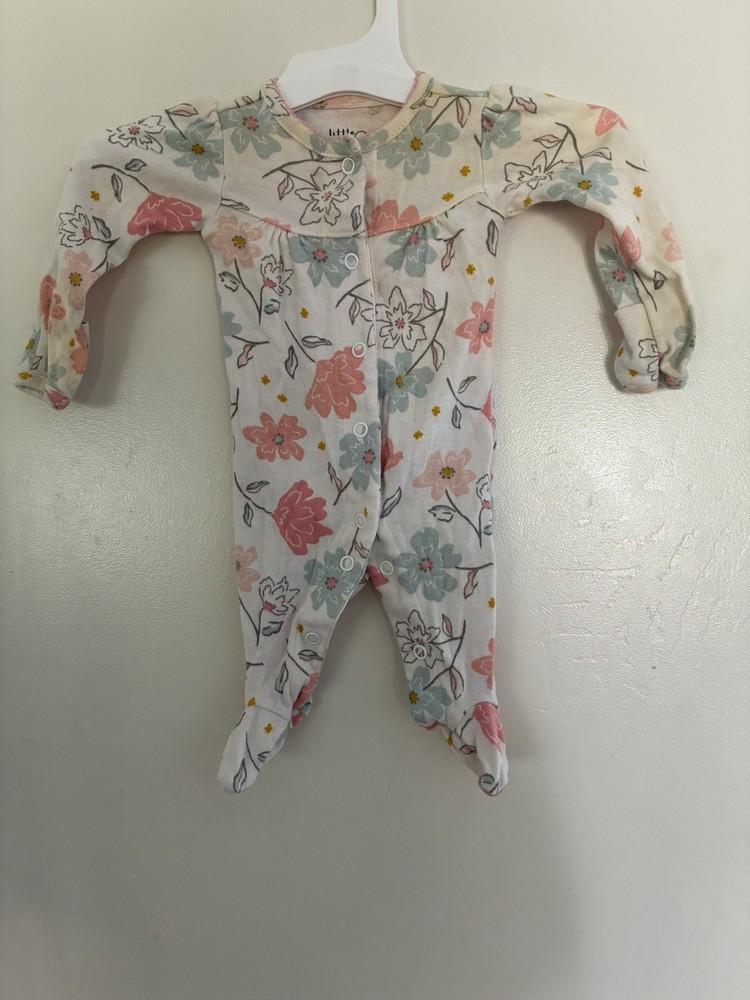 Carter's Baby Girls Colorful Floral 100% Cotton Snap-Up Sleep & Play White NB