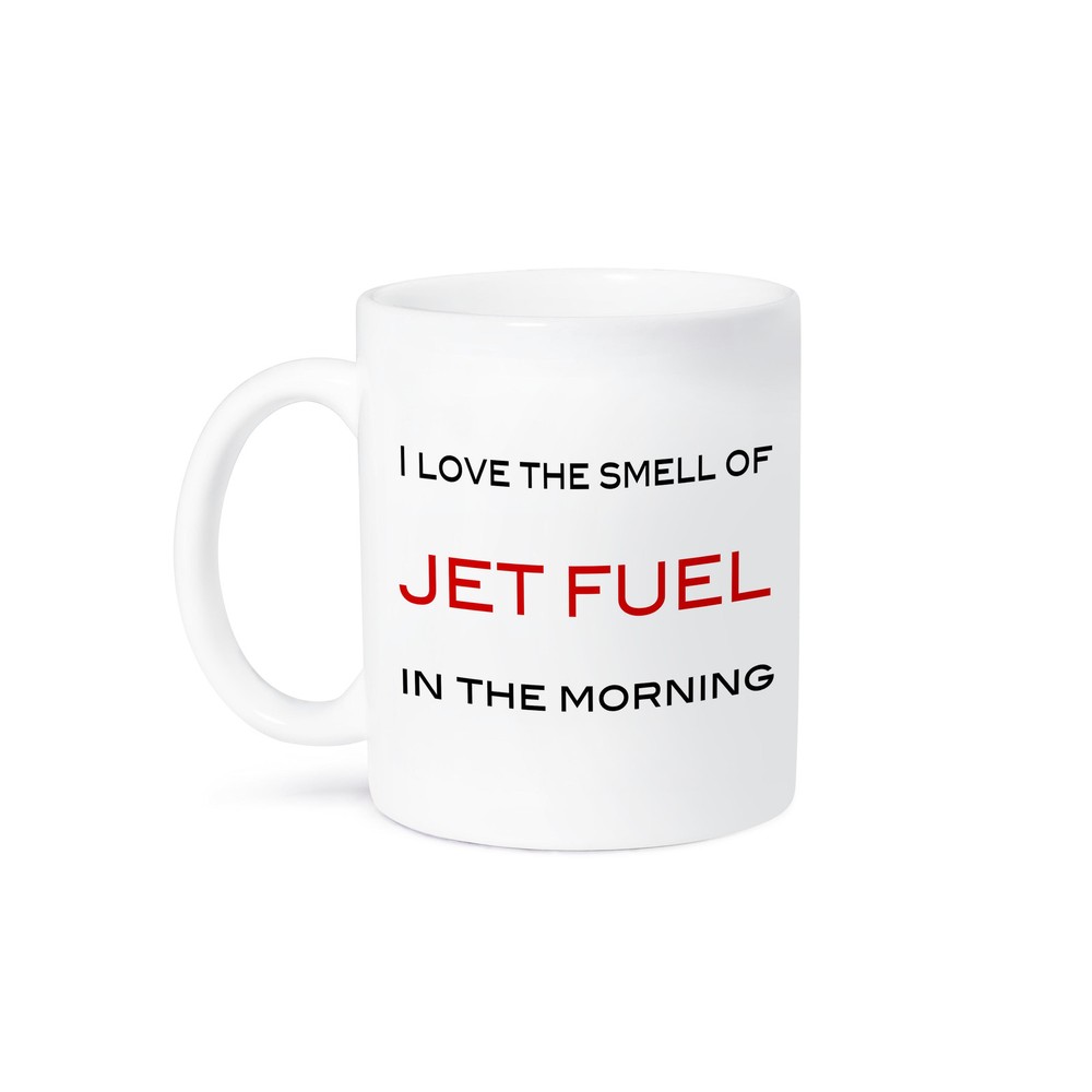 3dRose Red Mug - I Love the Smell of Jet Fuel in the Morning