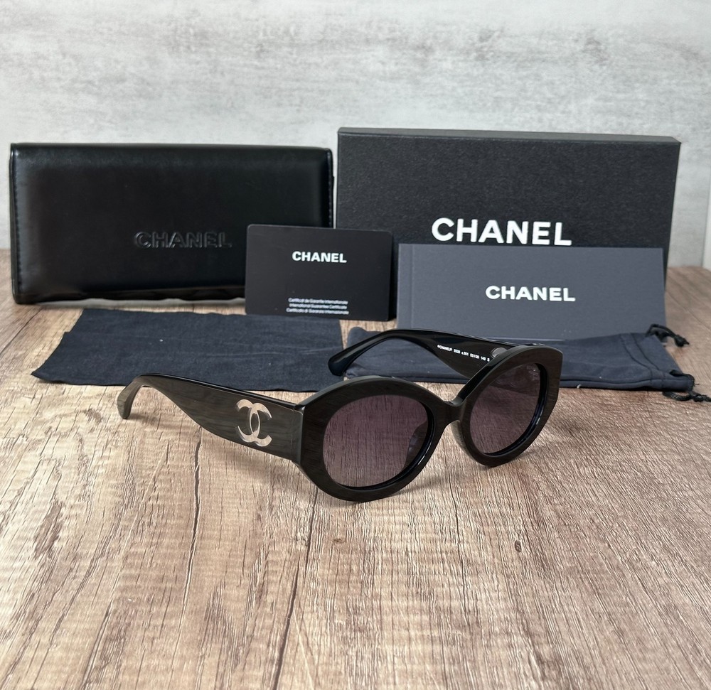 Chanel Black Round Cat Eye Sunglasses 5528 Authentic 2025 Classic