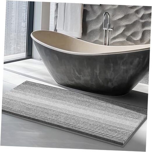 Soft Non-Slip Chenille Bath Mat - Large Water Absorbent Shower Rug