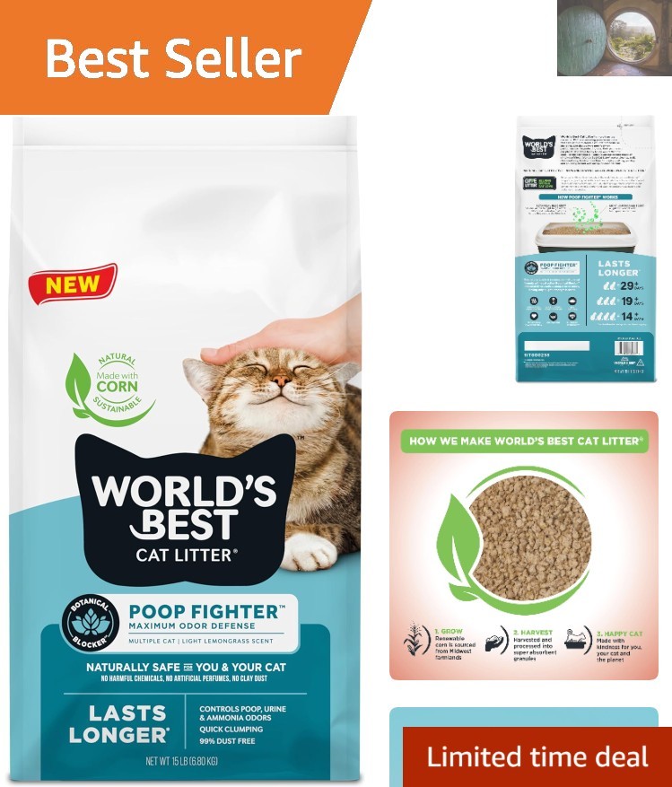 Maximum Odor Defense Cat Litter - 15 lbs, Natural Ingredients & Easy Scooping