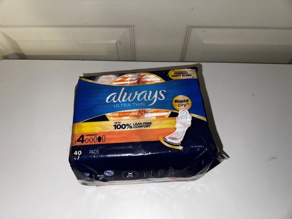 Always Ultra Thin, Size 4, Overnight Pads, 40 Pads