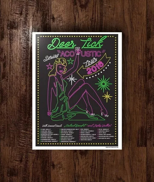 Deer Tick Mutual Benefit March April 2016 Official Spring Tour Concert Poster