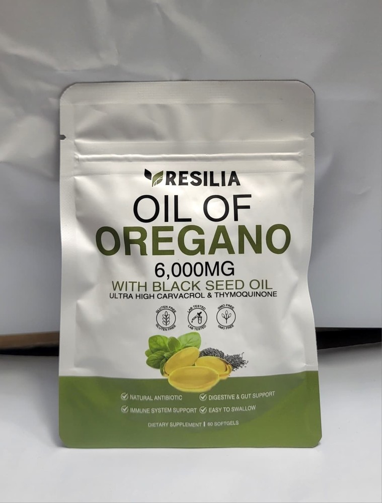 Resilia Oil of Oregano 6000mg with Black Seed Oil Softgels – 60 Capsules 1xPk