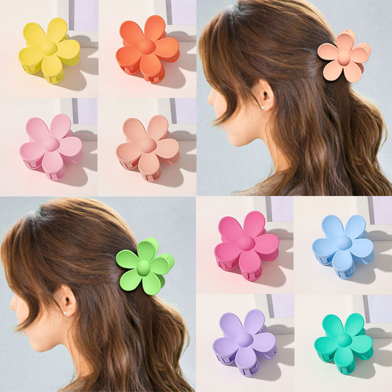 Womaon Clip Candy Colors Plastic Hairpin Big Flower Shaped Hair Accessories