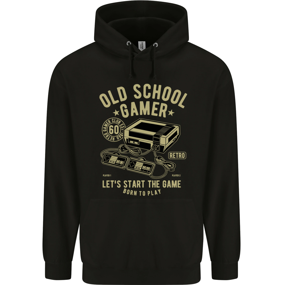 Old School Gamer Gaming Funny Mens 80% Cotton Hoodie
