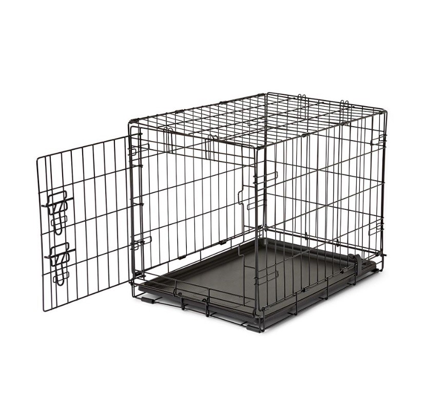 Pets at Home Small Dog Crate Folding Black Metal Sturdy Pet Kennel 24x17x19 Inch