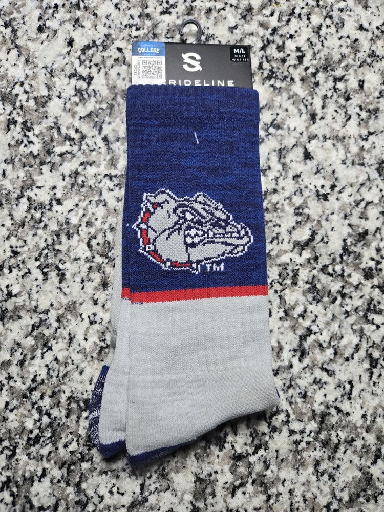 Gonzaga ZAGS Bulldogs Crew Socks Strideline NCAA Athletic Wear Blue Cotton Blend