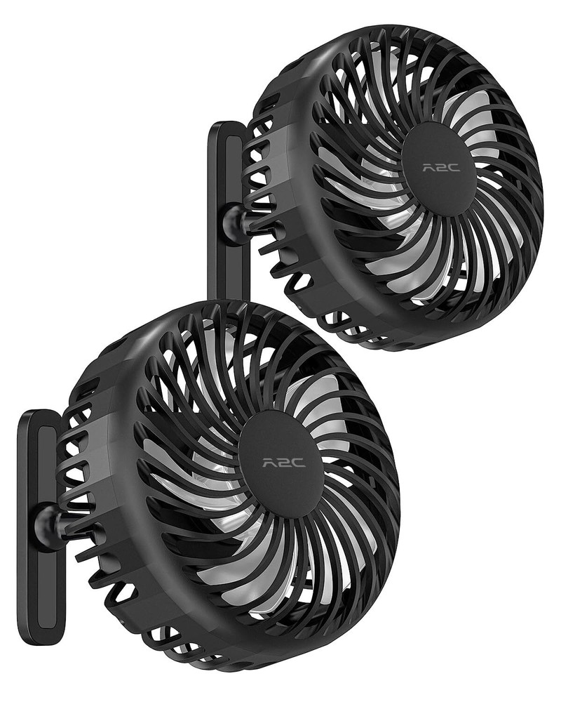 Rechargeable Golf Cart Fan 2-Pack with 3 Speeds and Magnetic Base